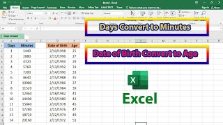 Days Convert into Minutes / Date of Birth Convert into Age / Age Calculator in Excel