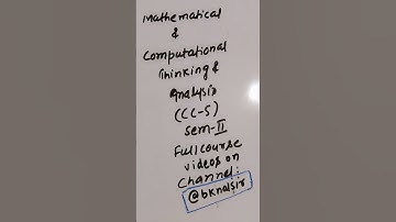 Mathematical and Computational Thinking and Analysis | Model questions on channel @bknalsir cc 5