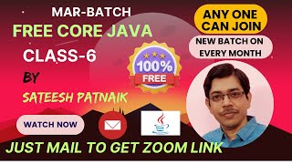 Free Core Java Class 6 | For Loop | Arrays In Java | Sateesh Patnaik Vizag | Check Desc 👇 To Attend