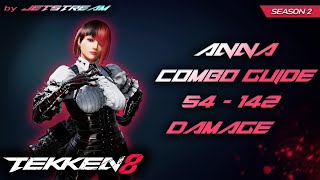 Tekken 8 - Anna Williams Season 2 Combo Guide 54 - 142 Damage 2K 60ᶠᵖˢ