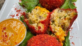 Flamin Hot Boudin Balls 🔥😮‍💨 #chicagofoodies #food #explore #foodie #recipe #yum #eating #boudin