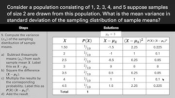 Finding the Mean and  Variance of the sampling distribution of a sample means