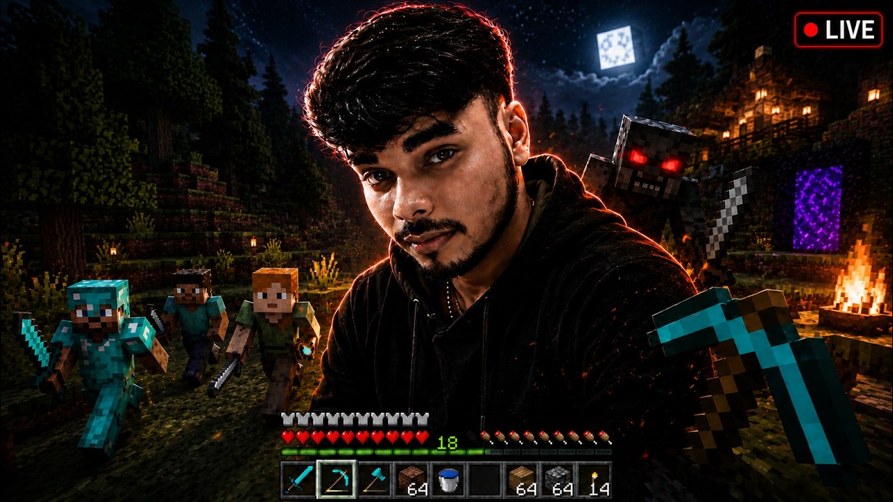 🛑Minecraft Survival LIVE🔥! DAY 6 ! Road To 2K 😮@vikufflive #live #minecraft