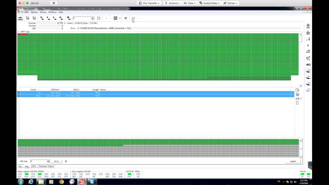 PC3000 Data Extractor selective imaging, work with selection maps