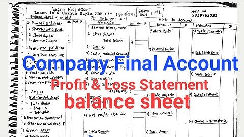 2024  COMPANY FINAL ACCOUNTS  20 MARKS Balance Sheet & Profit &Loss tybcom sem5 Tybms Tybbi ARK SIR