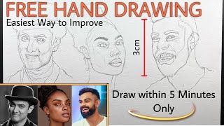 How To Improve FREE HAND DRAWING | Small Faces Drawing | Learn to Draw Free Hand with Easy Concept