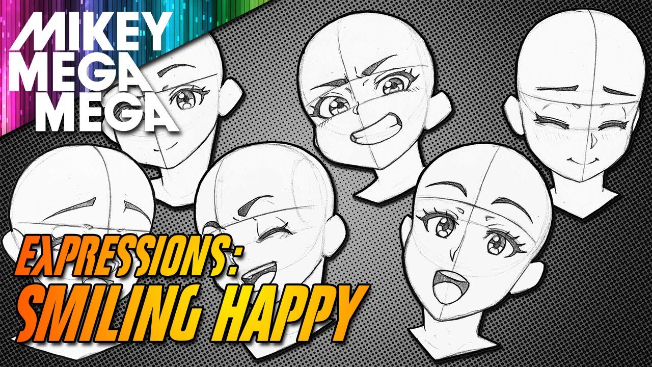 HOW TO DRAW SMILING HAPPY EXPRESSIONS (Real Time) - YouTube