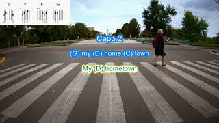 My Hometown by Bruce Springsteen play along with scrolling guitar chords and lyrics