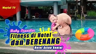 Lucunya Balita Fitness Treadmill dan Berenang sama Mommy di Kolam Renang yang besar banget.