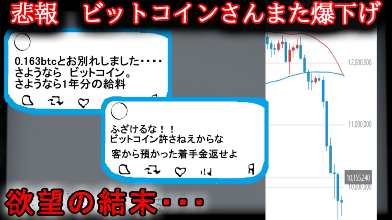 【2ch怖い話】【悲報】ビットコイン、化け物みたいな下落チャートwwww【ゆっくり】