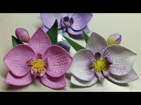 Орхидея из фоамирана, легко! How to make Foam Flower orchid , DIY. Цветы из фоамирана супер красиво.
