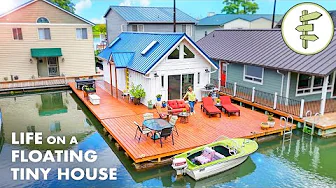 Woman Living in a Beautiful Floating Tiny House – Full Tour & How It Works