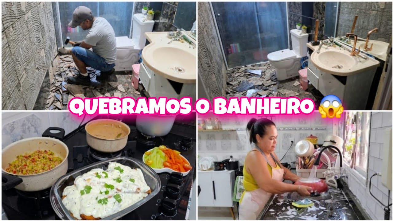 COMEÇAMOS a REFORMA do BANHEIRO 😱 Rotina em Casa e Almoço do Dia 