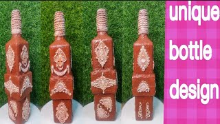 💕DIY/unique n easy  Bottle Craft idea/ Bottle art/wine bottle craft / kashi home decor idea