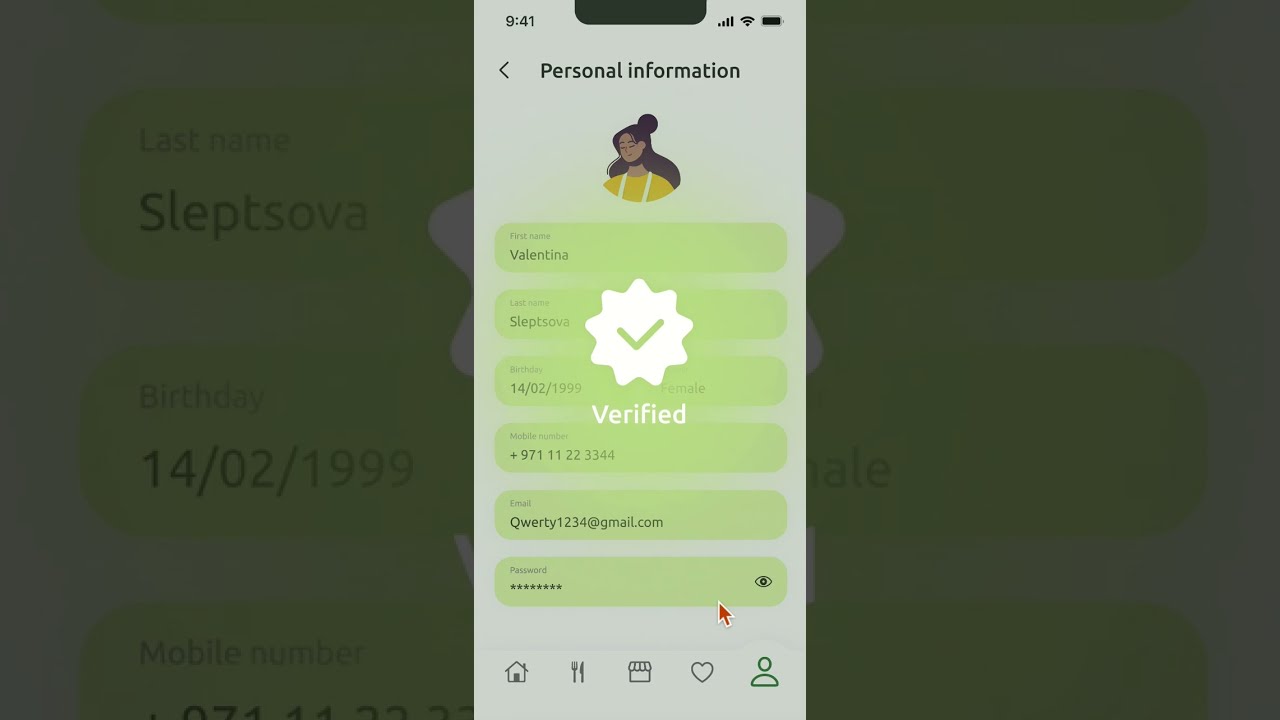 UX UI Design Of Foodo Prototype Editing Personal Info In Profile