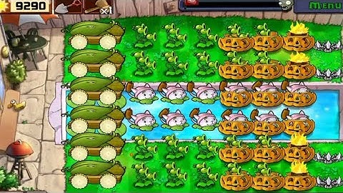 PLANTS VS ZOMBIES LAST STAND ENDLESS FLAG 14-16 | TOP ON A COB CANNON, THREEPEATERS AND CATTAILS