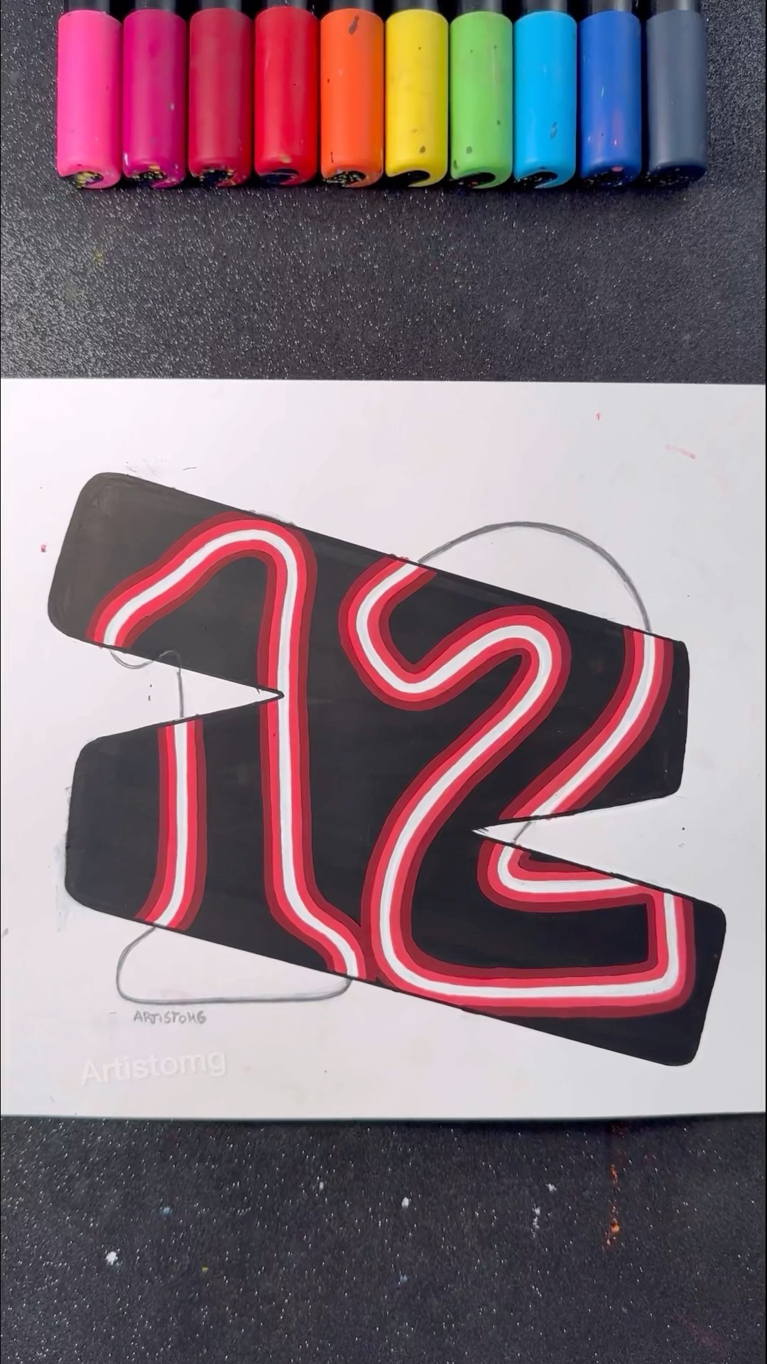 “12” with Neon Lights! ?✨? || Stay Tuned for the 2nd Part! ? #shortsart #neon