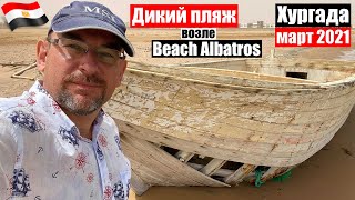 Египет 2021 Хургада Весна Дикий пляж возле отеля Beach Albatros Сильный ветер