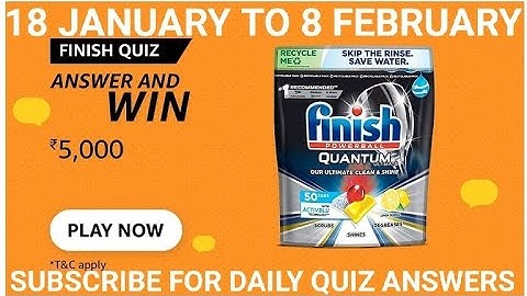 Amazon Finish Quiz, Answer and Win, win 5000, Quiz on January