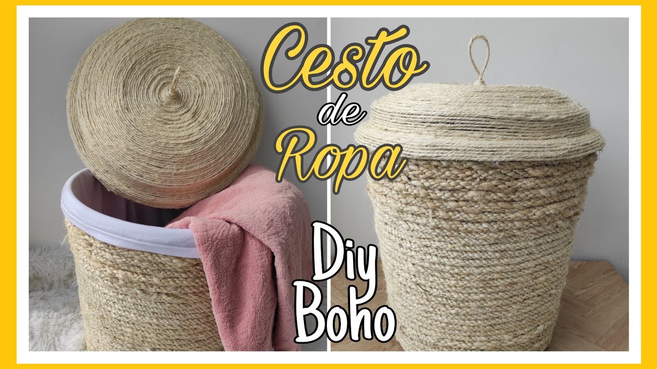 CESTO PARA ROPA DIY YUTE🗑/Canasto para ropa Sucia 2021/Diy para el Hogar  Canastas Decorativas Dollar 