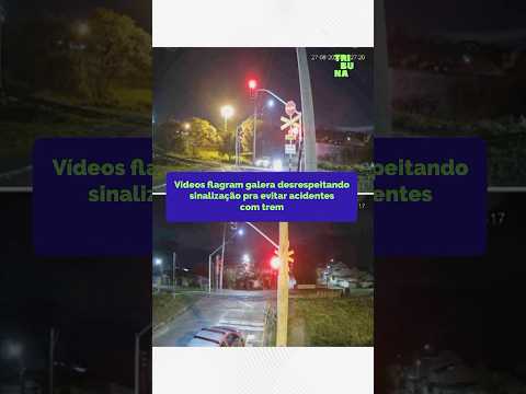 Vídeos flagram galera desrespeitando sinalização pra evitar acidentes com trem #curitiba