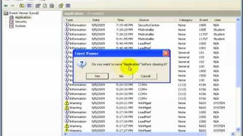 event viewer in Windows