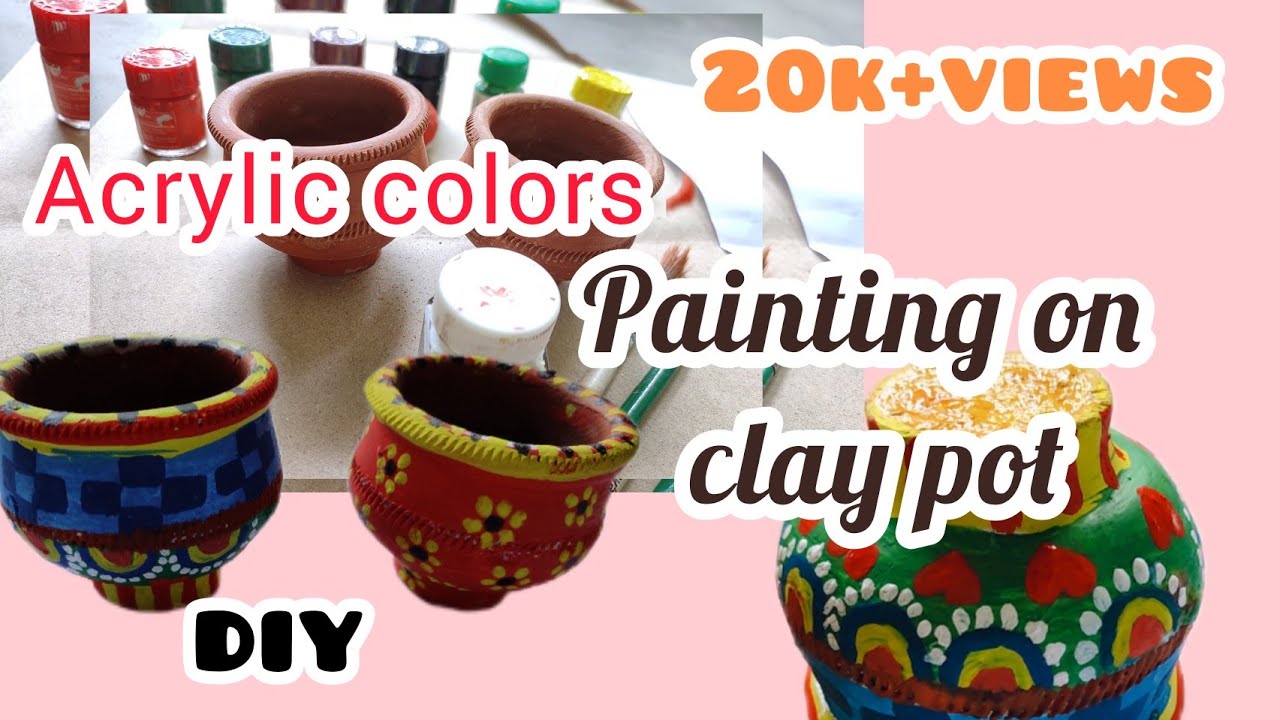 Easy clay pot painting tutorial//DIY// pot decoration//Acrylic colors//painting ideas for beginners
