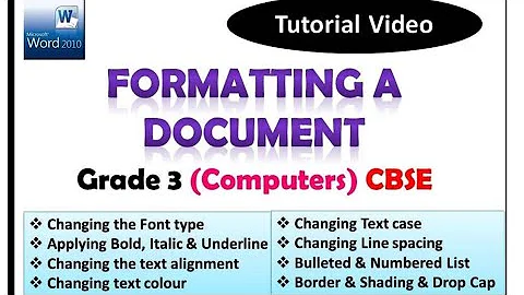 Formatting A Document in MS Word 2010 ( Grade 3 Computers ) CBSE syllabus