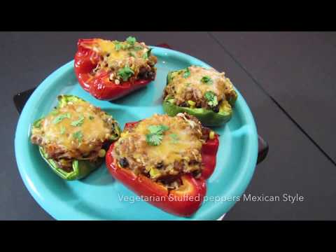 Easy Vegetarian Stuffed Peppers ( Mexican Style )