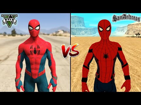 GTA 5 SPIDERMAN VS GTA SAN ANDREAS SPIDERMAN - WHO IS BEST?