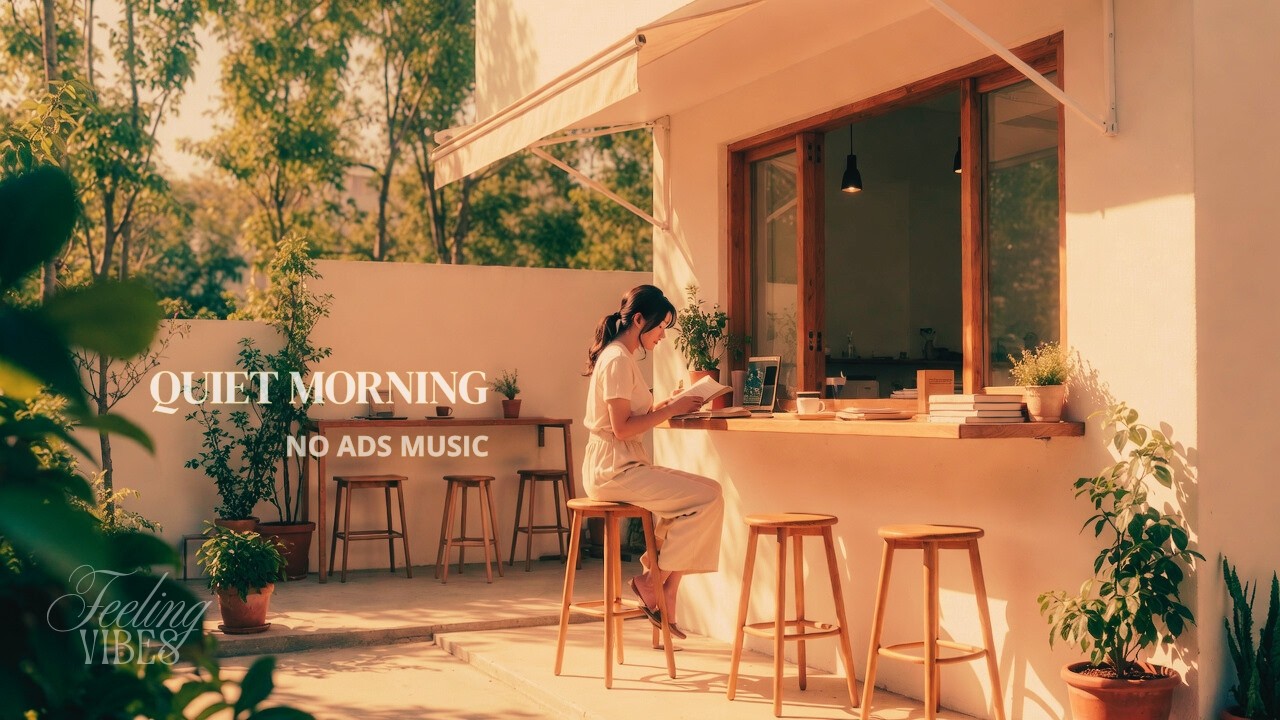(No Ads) This Feels Like A Slow and Cozy Café Morning ☕ (Focus / Read) | Acoustic Guitar & Violin