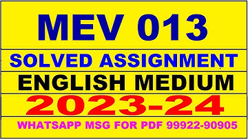 mev 013 solved assignment 2023-24 | mev 13 solved assignment in english 2024 | mev 13 2024