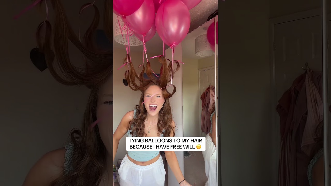 TYING BALLOONS TO MY HAIR BECAUSE I HAVE FREE WILL 😙 #tyingballoons #balloons #freewill #fyp #hair