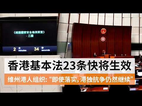 香港基本法23条立法三读全票通过 在澳港人走上街头示威抗议 | SBS中文