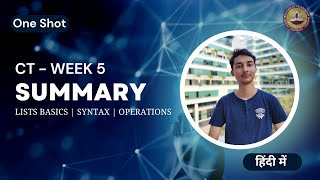 Computational Thinking Week 5 Summary (List) | IIT Madras Online Bs Degree #iitmadras