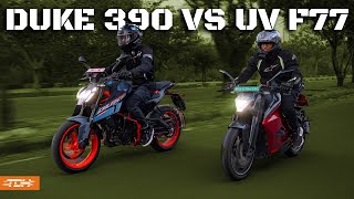 2024 KTM Duke 390 vs Ultraviolette F77 Recon: Battle of the Tech Giants! | UpShift