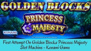 FIRST ATTEMPT ON GOLDEN BLOCKS PRINCESS MAJESTY SLOT MACHINE - KONAMI GAME - SunFlower Slots