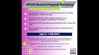 NPC26 Session Proposal Workshop & Speaker Match Webinar!