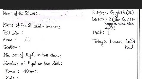 Macro lesson plan English class 3 #deled #macro_lesson_plan /The grasshopper and the ant