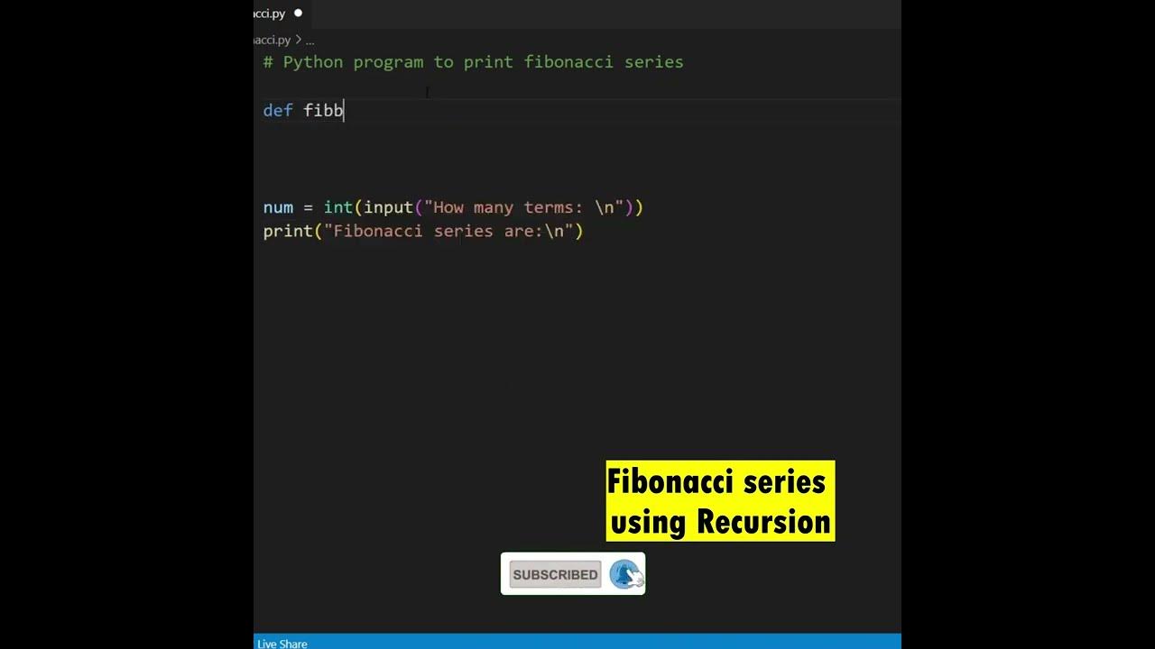 Fibonacci Series using Recursion in Python | #shorts #python #coding ...