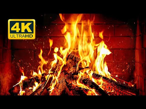 Cozy Fireplace 4K . Fireplace With Crackling Fire Sounds. Crackling Fireplace 4K