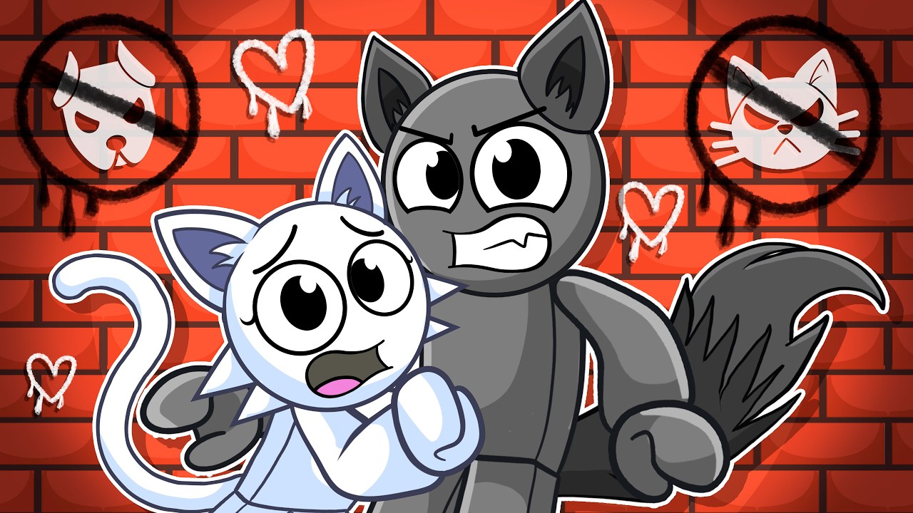 CAT and DOG LOVE STORY in Roblox Snapchat...