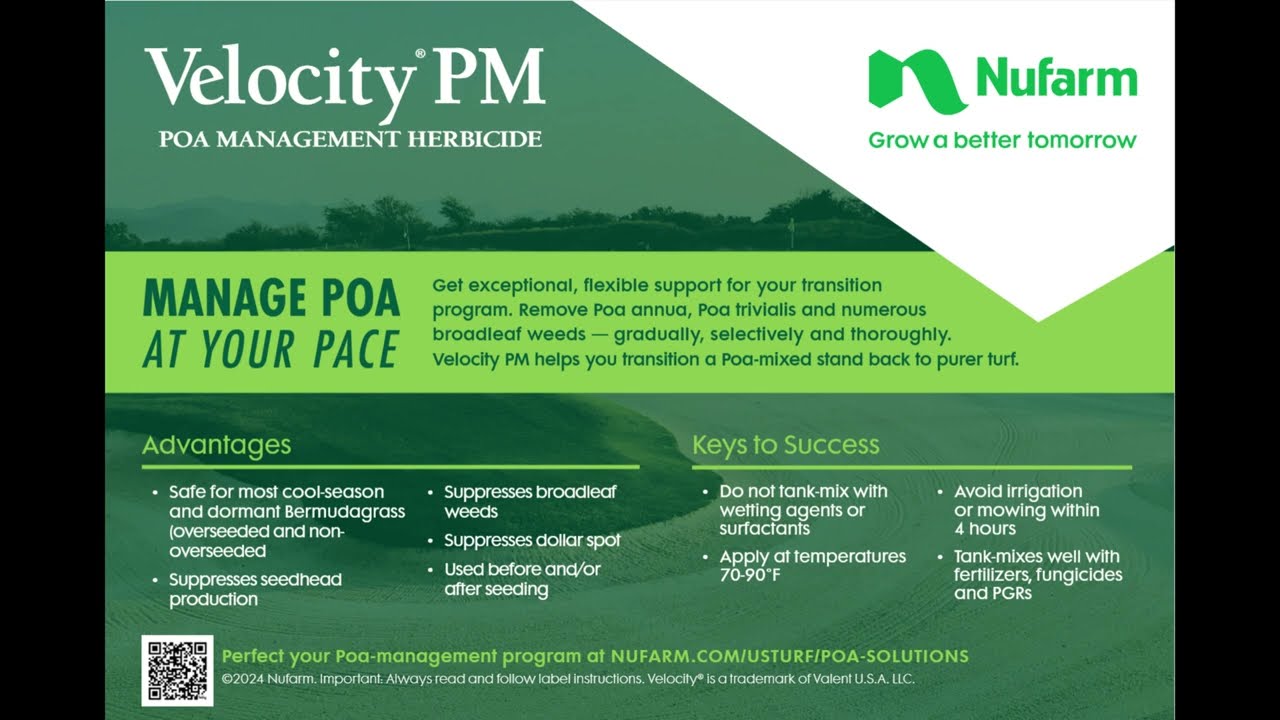 Manage Out Poa - 2025 Trial work on Velocity PM from Nufarm