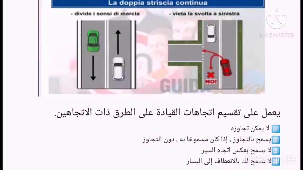 patente di guida in arabo :segnaltica  إشارات أفقية orizzontale