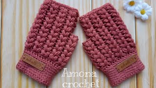 قفاز/جوانتى كروشية بطريقة معصم جديد crochet simple fingerless Gloves  tutorial