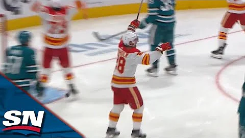 Flames' Elias Lindholm Scores Pair Of Goals In 19 Seconds vs. Sharks