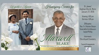 Homegoing Service for Maxwell Blake | 1:00 pm - January 22, 2026 | St. James’ Anglican Church, Nevis