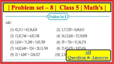 Problem Set 8 Class 5th maths | Addition and Subtraction | std 5 math Maharashtra State Board