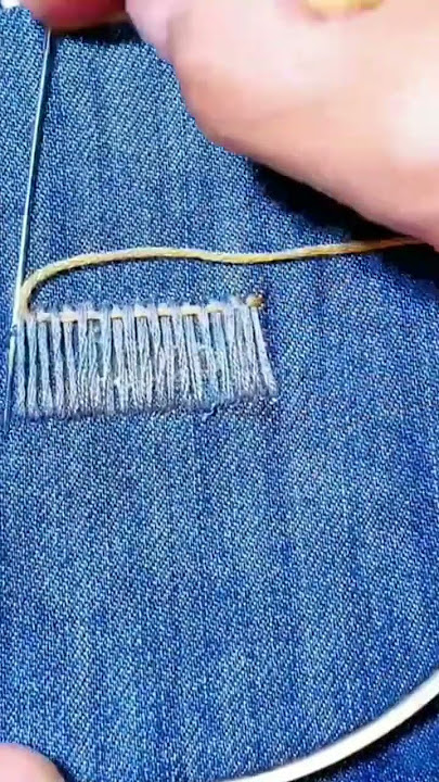 Cara UNIK menjahit jeans sobek #tips #tricks #shorts