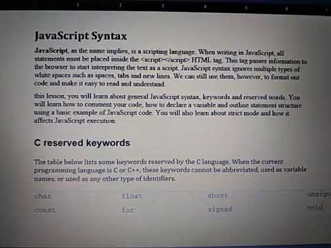 JavaScript, reserved keywords and statements